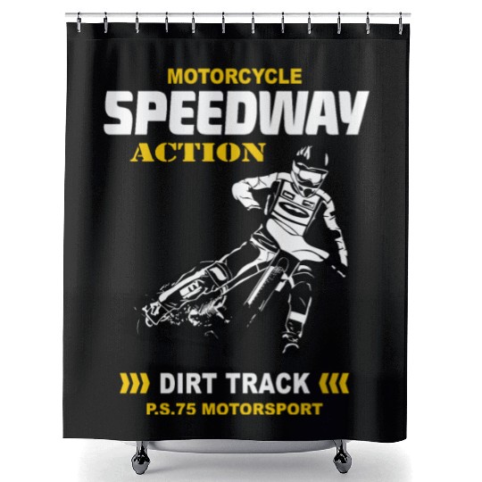 Motorcycle Speedway Racing Shower Curtains