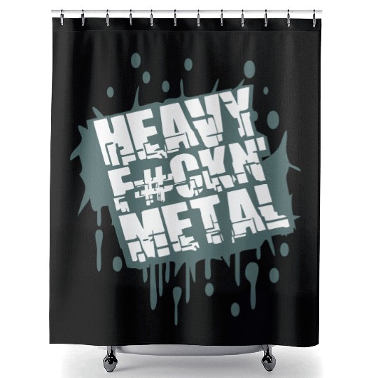 Heavy F#ckin' Metal Hard Rock Music Graffiti Spray Shower Curtains