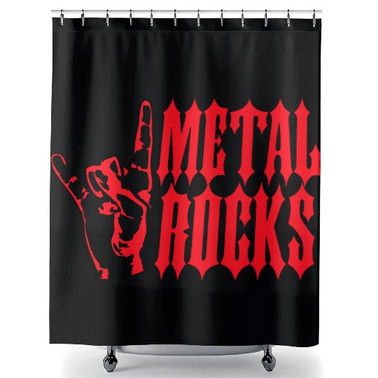 Heavy metal rocks hard rock music fun hand gesture Shower Curtains