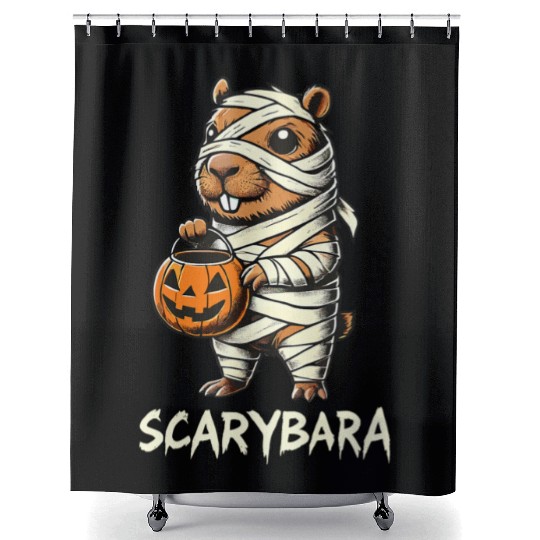 Cute Capybara Mummy Trick or Treat Halloween Shower Curtains