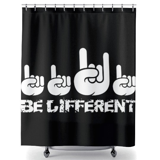4 Be Different Heavy Metal Hard Rock Hand Gestures Shower Curtains