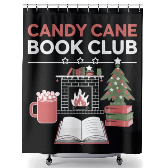 Bookish Christmas Candy Cane Book Club Bookish Shower Curtains