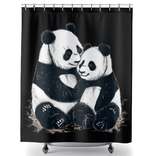 Adorable panda Shower Curtains