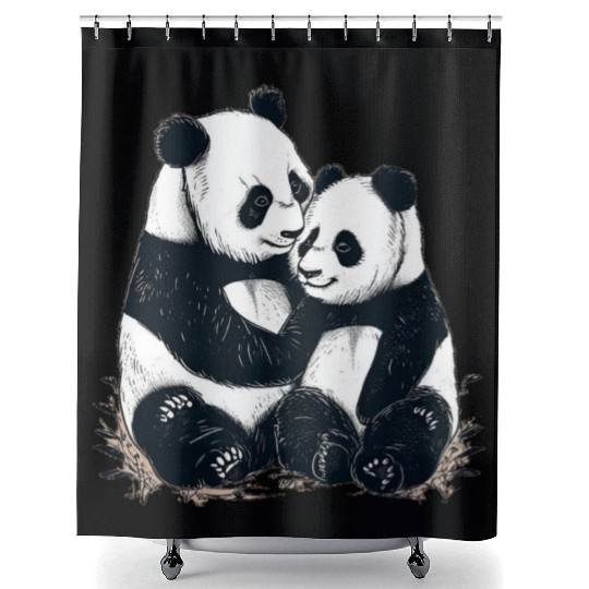 Adorable panda Shower Curtains