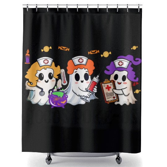 Hocus Poke us Witch Nurse Halloween Shower Curtains