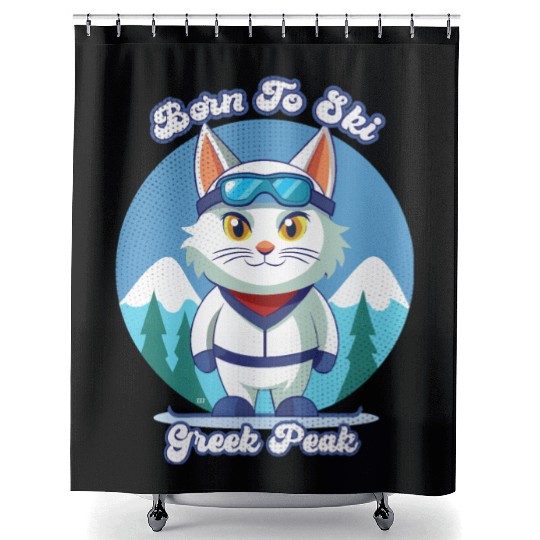 Little Cat skiing in Greek Peak Shower Curtains
