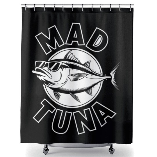 Quotes mad tuna Shower Curtains