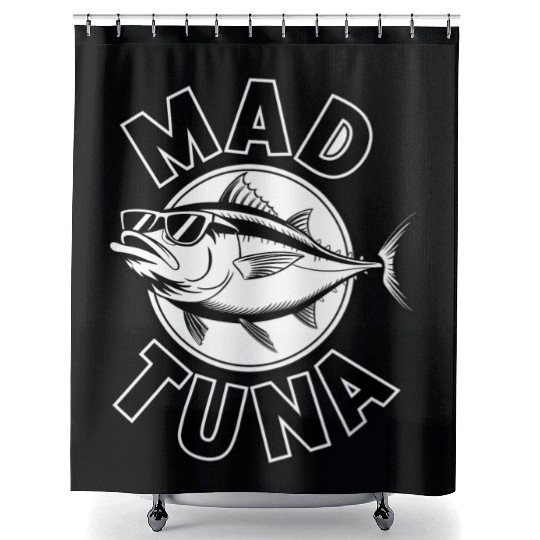 Quotes mad tuna Shower Curtains