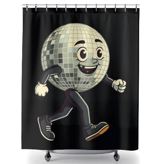 Disco Ball Walking - Retro Funk in Motion Shower Curtains