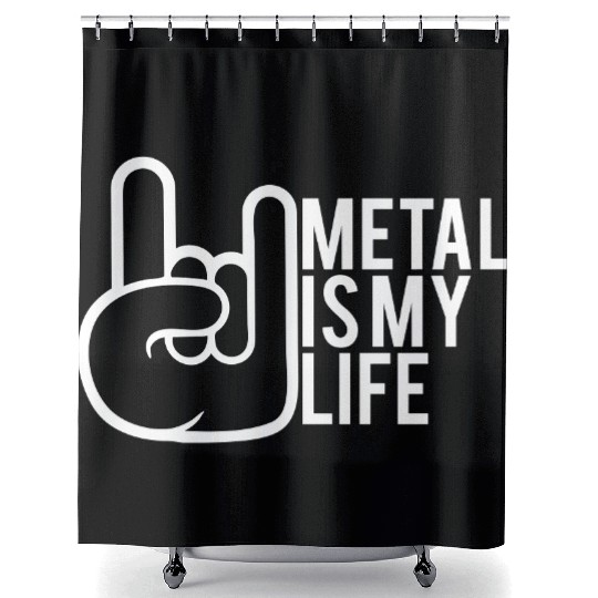 Heavy Metal Is My Life Hard Rock Music Text Quote Shower Curtains