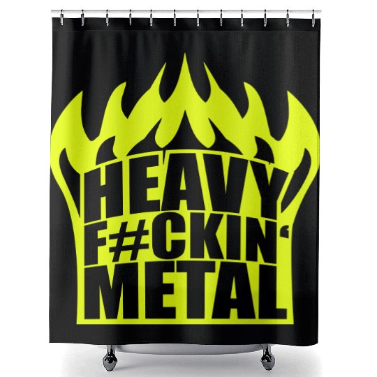 Heavy F#ckin' Metal Hard Rock Fun Music Text Quote Shower Curtains