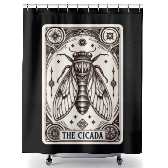 Cicada Tarot Card Brood Emergence Shower Curtains