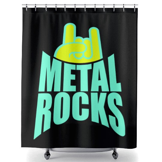 Heavy Metal Rocks Hard Rock Music Text Quote Logo Shower Curtains
