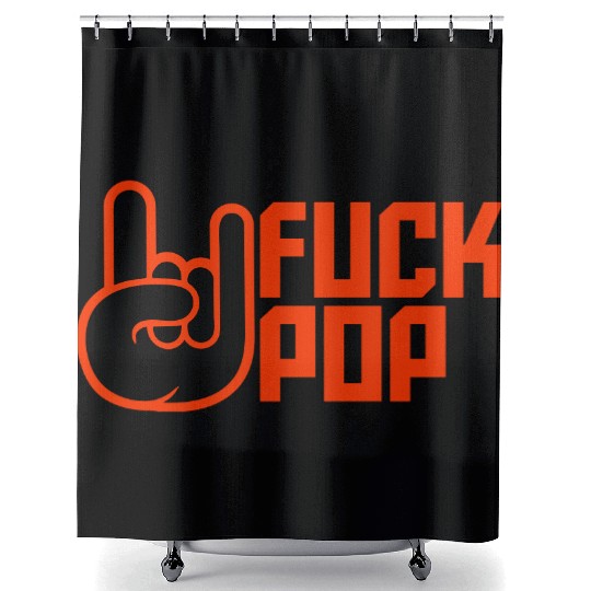 Fuck pop charts music heavy metal fun hand gesture Shower Curtains