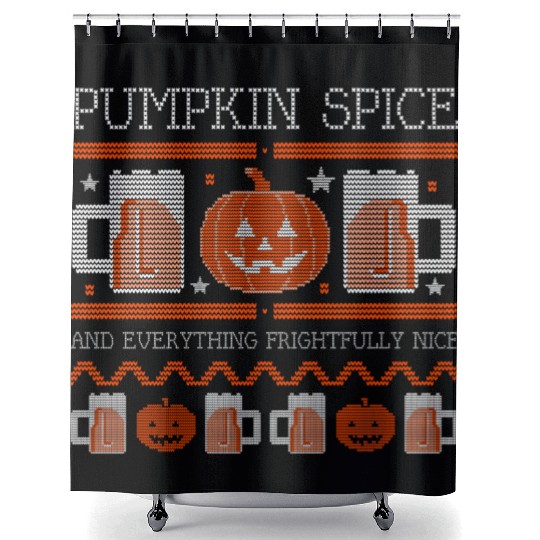 Pumpkin Spice Halloween Drink Shower Curtains
