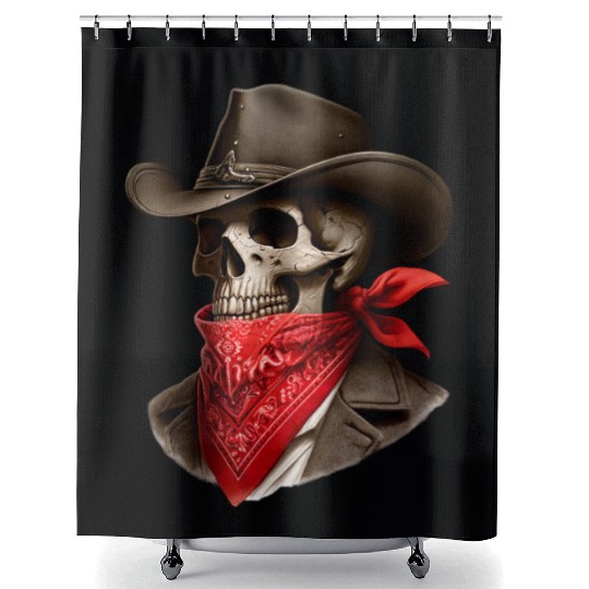 Cowboy Skeleton Skull Bandit Shower Curtains