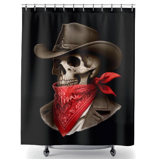Cowboy Skeleton Skull Bandit Shower Curtains
