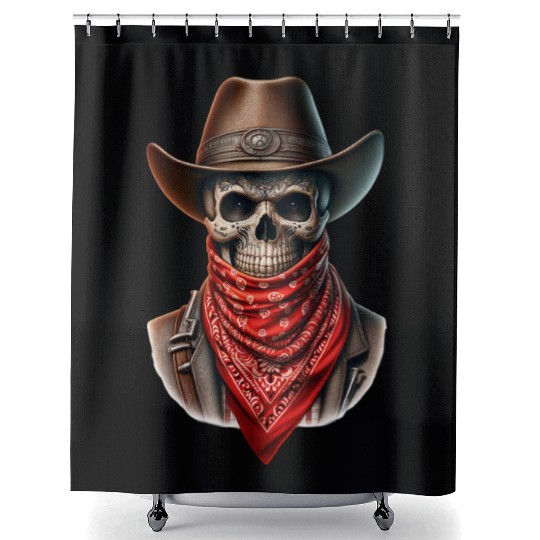 Outlaw Cowboy Skull Shower Curtains