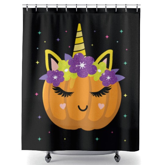 Cute Unicorn Pumpkin Halloween Costume Shower Curtains