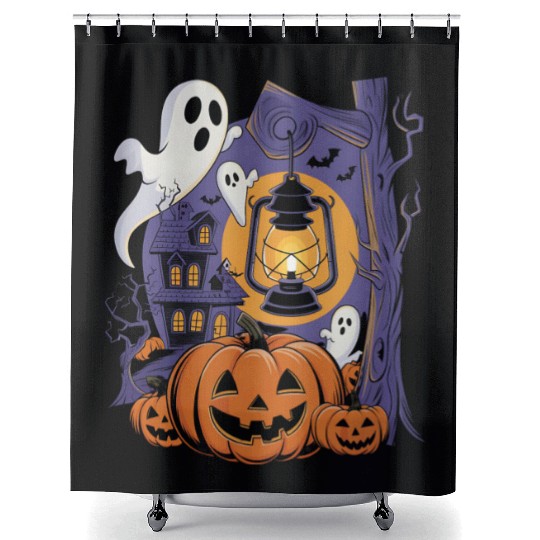 A bright and spooky Halloween Shower Curtains