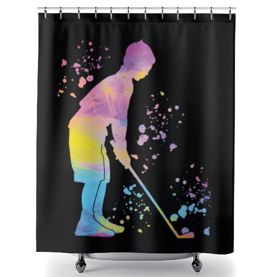 Golfer Colorsplash Kids Miniature Golf Shower Curtains