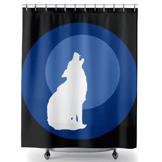 Wolf Moon Nature Vector Shower Curtains