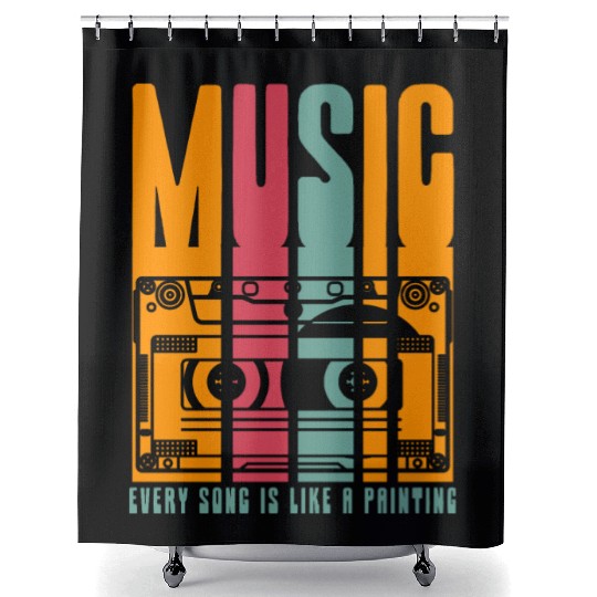 Vintage cassette tape recorder Shower Curtains