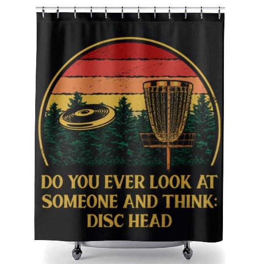Disc Head Disc Golf Outdoor Game Golfer Field Game Shower Curtains