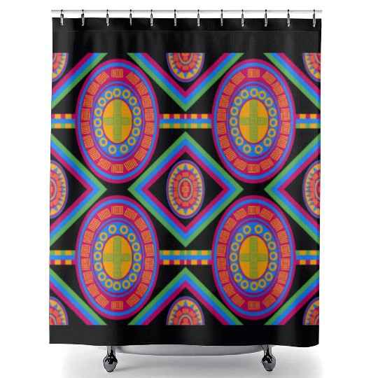 Vibrant African Tribal Pattern. Shower Curtains