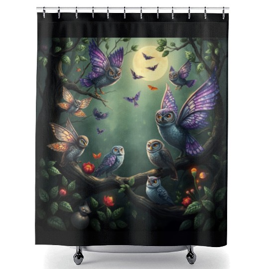 Enchanted Forest Creatures Halloween Ideas Shower Curtains