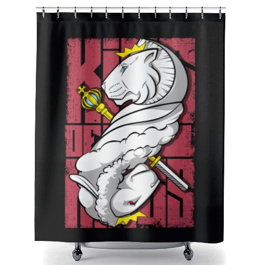 Lion King and the Holy Lamb Christian Art Shower Curtains