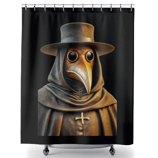 Golden Plague Doctor Shower Curtains