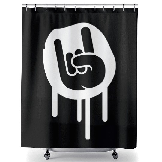 Heavy metal graffiti drop horn finger hand gesture Shower Curtains
