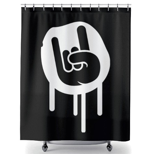 Heavy metal graffiti drop horn finger hand gesture Shower Curtains