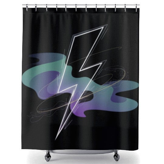 Electric Aurora: Lightning Meets Northern Lights Shower Curtains