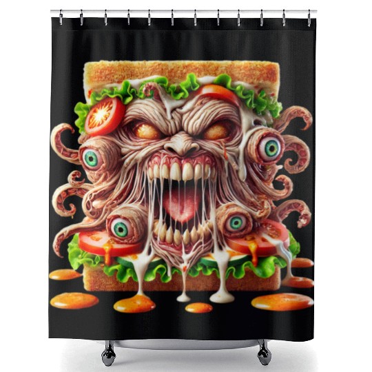 Terrifying Monster Sandwich Shower Curtains