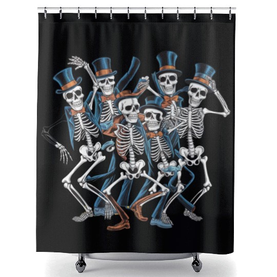 Let's Dance Dancing Skeleton Skull Shower Curtains