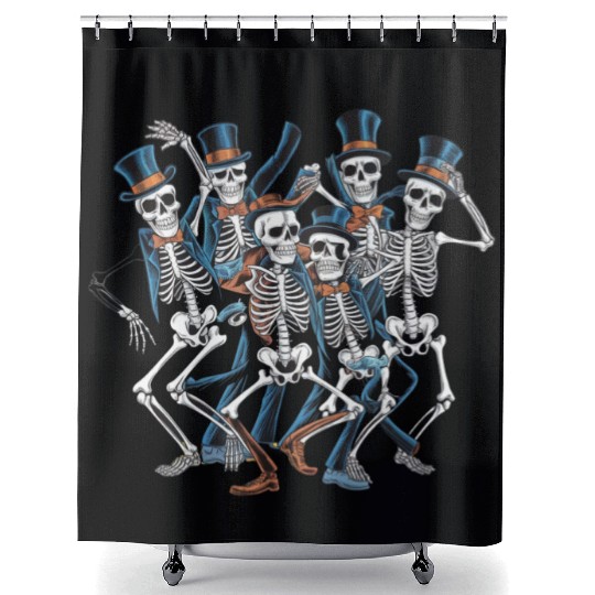 Let's Dance Dancing Skeleton Skull Shower Curtains
