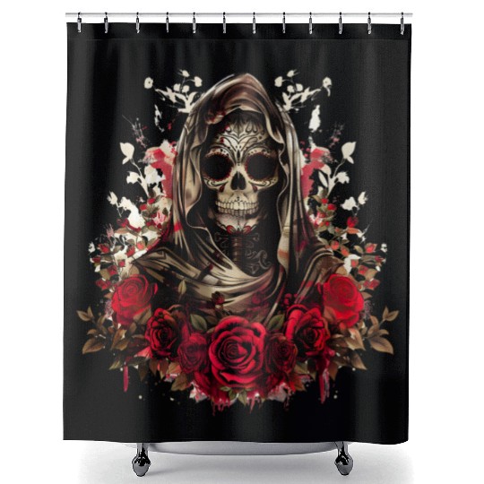 Santa Muerte Folk Saint Shower Curtains