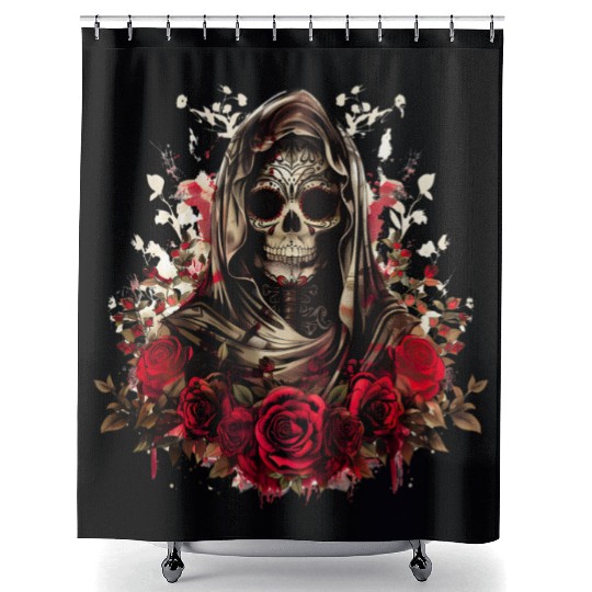 Santa Muerte Folk Saint Shower Curtains