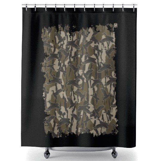 Waterfowl Hunting Camo Duck Hunters Bottomland Cam Shower Curtains