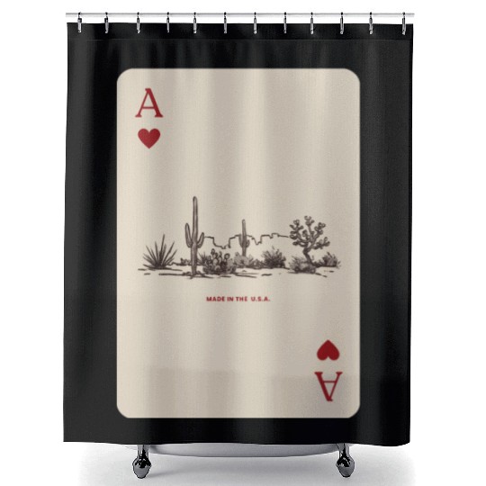 Desert Playing Card Vintage Western Landscape Shower Curtains