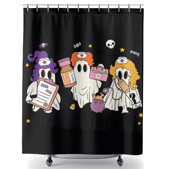 Hocus Poke Us Funny Ghost Vintage Halloween Shower Curtains
