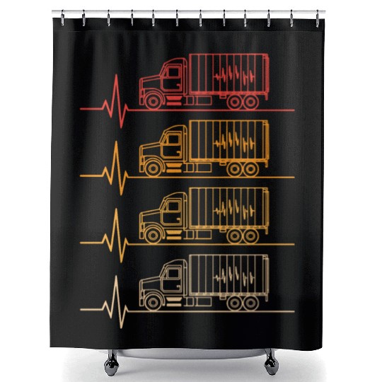 Truck driver heart beat Trucker Funny Truck Driver Shower Curtains