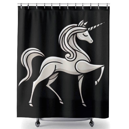 Refined Stick Figure Unicorn Shower Curtains