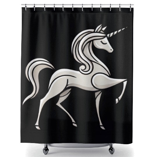 Refined Stick Figure Unicorn Shower Curtains
