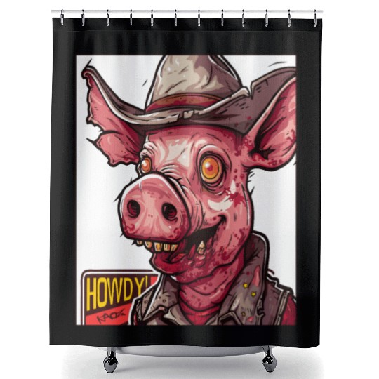 hillbilly redneck zombie cowboy pig Shower Curtains