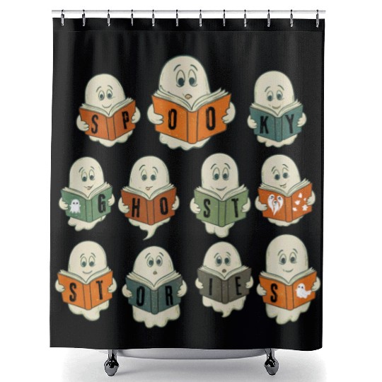 Spooky Stories Book Club - Happy Halloween Shower Curtains