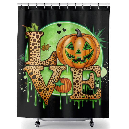 Halloween design, dripping letters, LOVE word Shower Curtains