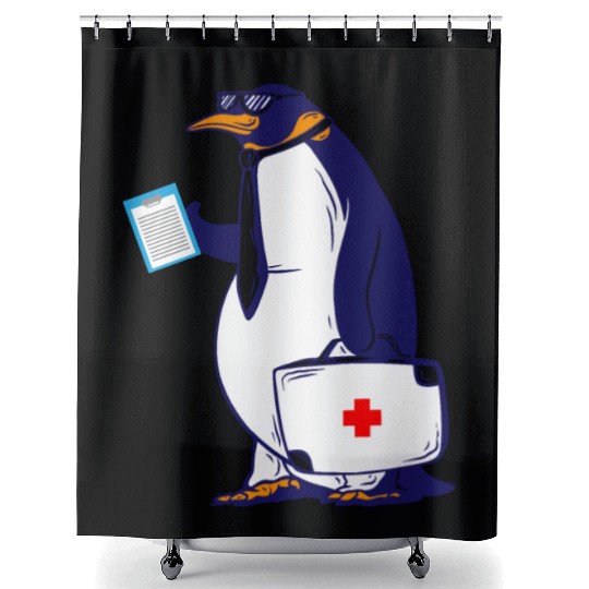 Penguin Doctor, Penguin Famila, funny penguin Shower Curtains